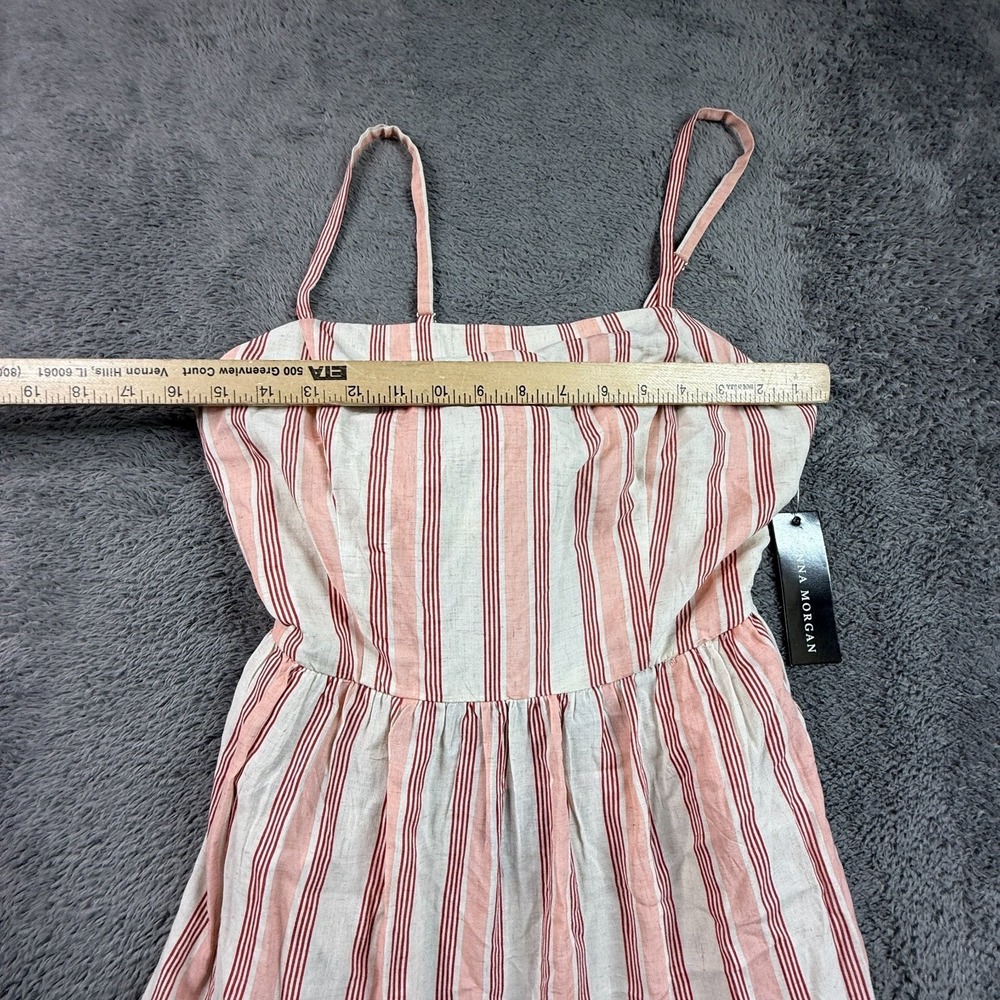 Donna Morgan Womens 8 Striped Maxi Dress Tiered Spaghetti Strap Linen Blend NWT - Picture 6 of 8